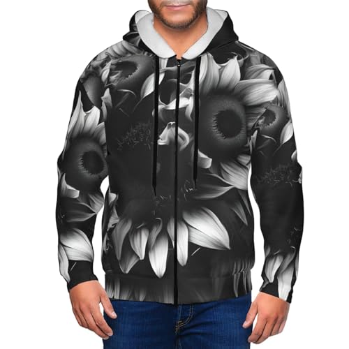 Sweat à capuche décontracté homme à cordon de serrage motif tournesols
