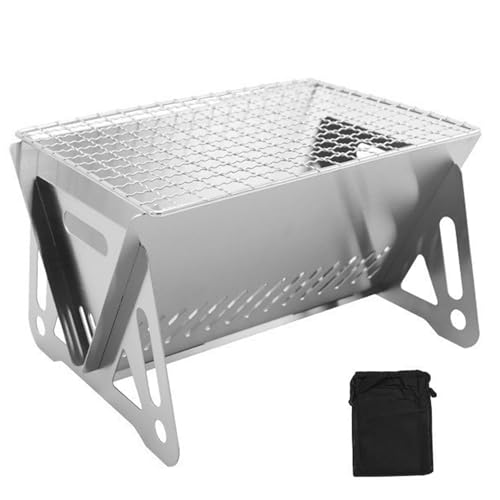 1PC Small Charcoal Grill, Outdoor Folding Mini Charcoal Grill, Portable Charcoal Grill, Stainless Steel Camping Grill for Outdoor, Cooking, Bonfire, Patio, Backyard.