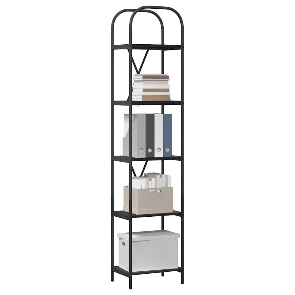 Bücherregal Schwarz Eichen-Optik Holzwerkstoff 40 x 30 x 183 cm mit 5 Regalen Stauraum für Bücher, Deko, Büro und Wohnzimmer modernes Regal Standregal vielseitig einsetzbar