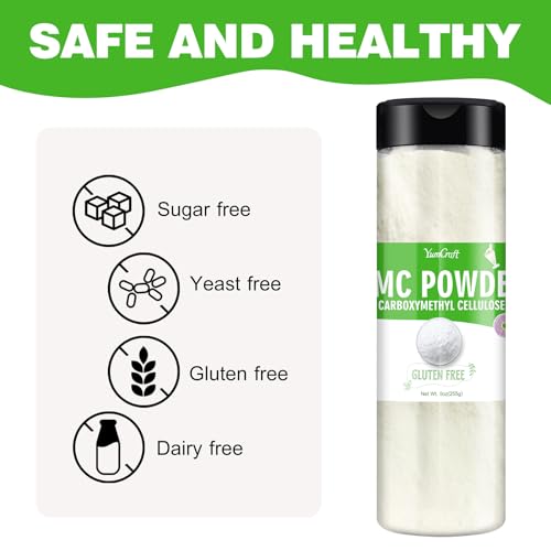 CMC Powder - 255g Pure CMC Powder for Fondant, Tylose Powder Ice Cream Stabilizer, Food Grade Carboxymethylcellulose Thickener and Water Retention Agent for Cake, Frozen Foods, Candy, Yogurt