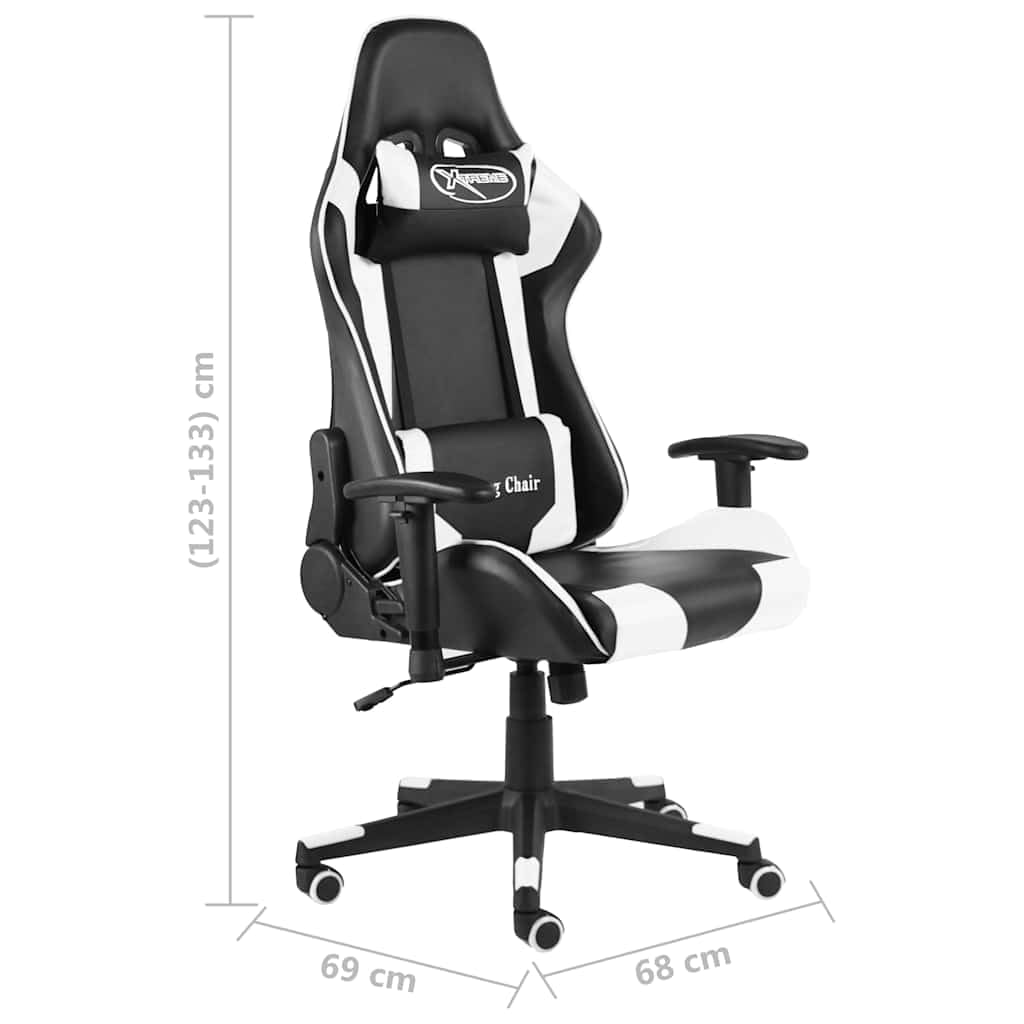 Sedia Gaming Girevole Bianca e Nero, PVC