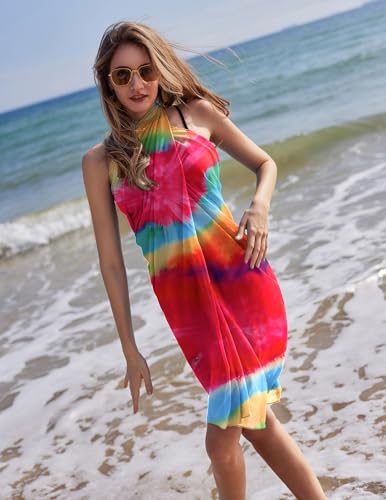 Image of Ekouaer Women Sarong Swimsuit Coverups Chiffon Long Bikini Wraps Sheer Beach Bathing Suit Cover Up