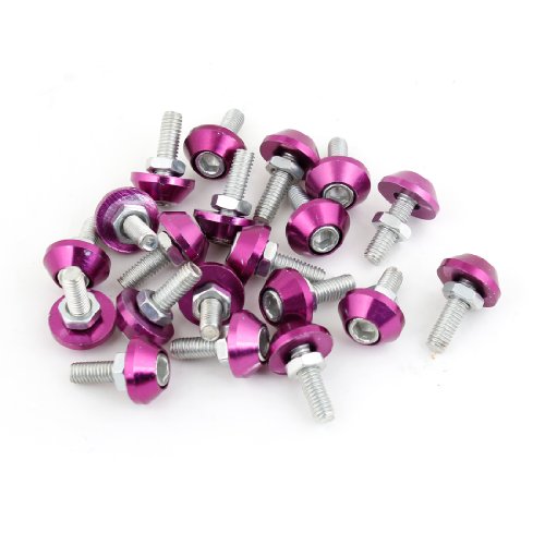 Aexit 20 Pcs Nuts M6 Thread Diameter Repair Parts Tyre Tire Screw Purple Panel Nuts for Car