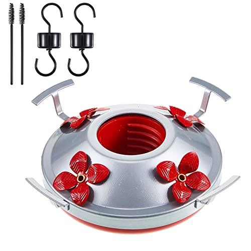 Hummingbird Feeder Bottom Base Replacement Parts Set Plastic Outdoors Hummingbird Feeder Bottom Moat Hook Brushes Bird Replacement Accessories Set(Red,5 Pcs)