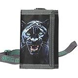Depesche 13696 Adventure World Panther - Porte-Monnaie en Noir et Vert, avec Motif panthère, Porte-Monnaie avec Bande Lanyard