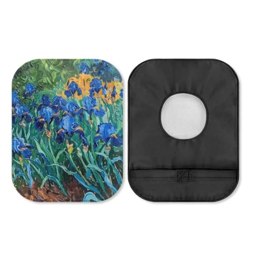 Uorisanigo Ostomy Bag Covers Stretchy Bag Cover Colostomy Supplies for Women Blue Iris Painting Colostomy Bag Cover Reusable Ostomy Protective Bag Cover Odor Control