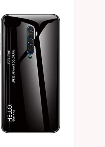Multicolor Case for OPPO Reno 2F Case Gradient Clear Tempered Glass Cover Case Compatible with OPPO Reno 2F (Black)
