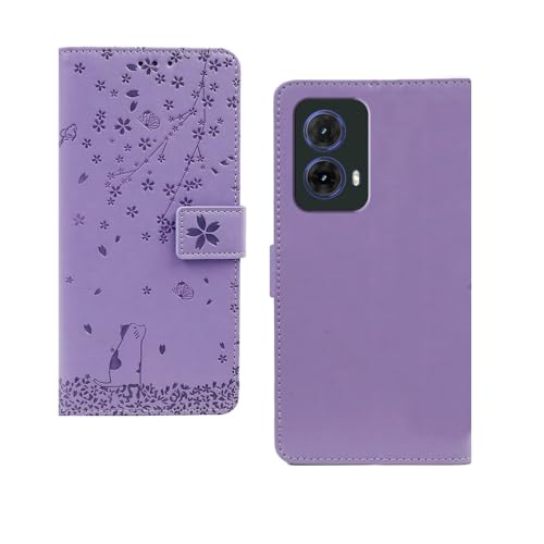 Image of amazon basics Moto G85 5G Flip Cover | Card Pockets Wallet & Stand | Flip Cover for Moto G85 5G (Purple Tree)