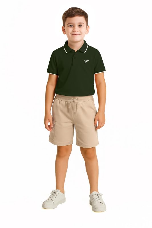 Image of Aventura Boys' Polo T-Shirt & Shorts Set 100% Cotton Bio-Washed Fabric Age 5-12 Years