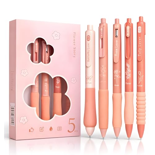 Image of Toyshine 0.5mm Set of 5 Soft Grip Smooth Writing Gel Pen for School Office & College | Kawaii Cute Stationery Pens for Notes Journaling & Daily Writing Best For Birthday Return Gift - Pink