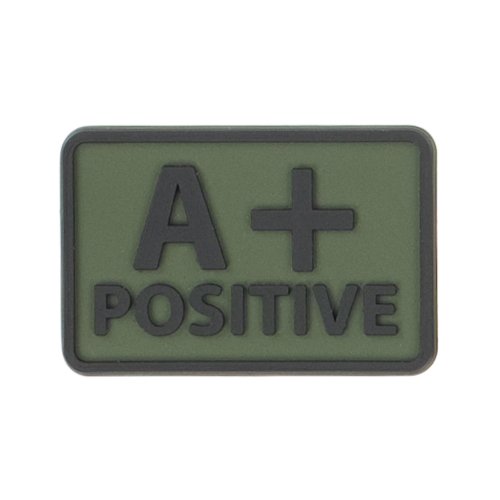 2 Patchs Groupe Sanguin Velcro 3D - Couleur Olive Verte, Dimensions 3,8 X 2,5 Cm - Pour Secourisme, Airsoft, Voyage