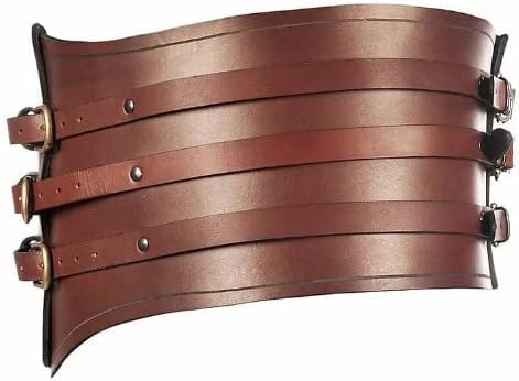 Medieval Roman Armor Belt Gladiator Leather Waist Wide Belt Triple Belt Gifts For Men Halloween Costume Christmas (S) BY FXIM