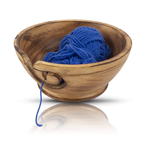 Handcrafted Wooden Yarn Knitting Crochet Bowl Holder For Skien Yarn Balls Decorative Storage Organizer Crocheting Needlework Knitting Accessories Kit Supplies Sturdy Non Slip Gifts For Mother Her - Image 3