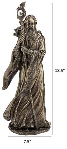 Estatua Decorativa Merlin Dragón 18.5 Pulgadas Bronce miniatura 3
