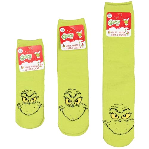 The Grinch Slipper Socks Matching Family Character Fuzzy Holiday Gripper Socks4