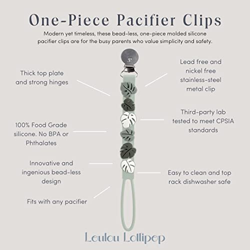 Image of Loulou Lollipop Beadless Silicone Pacifier Clip (Monstera, Green)