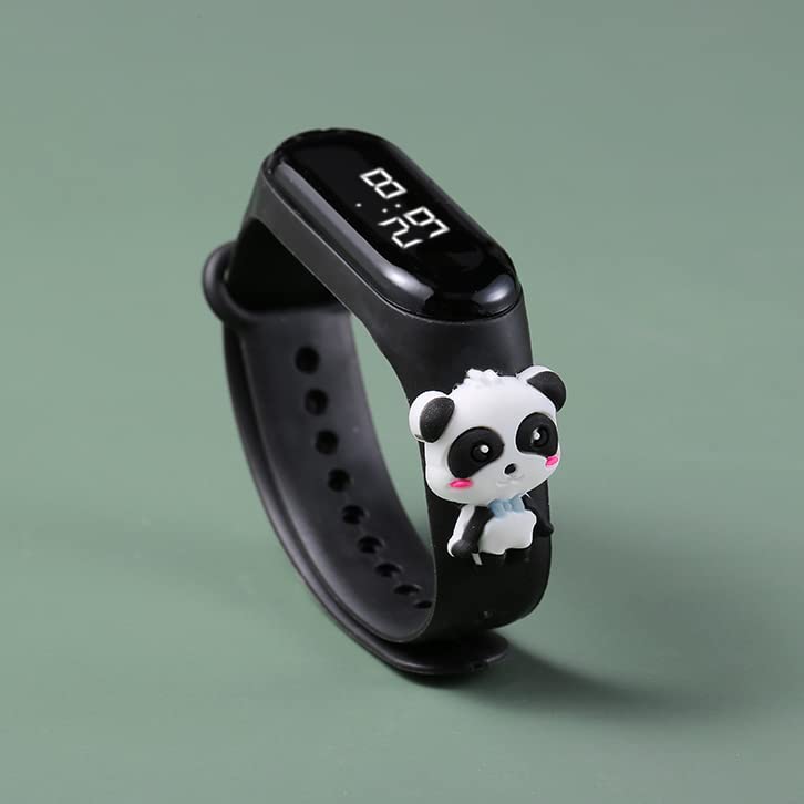 EVOTECHEVOTECH Digital Dial Waterproof Wrist Smart Watch LED Band for Kids, Rakhi, for Boys & Girls, Age 2-12 Year (Black Panda)