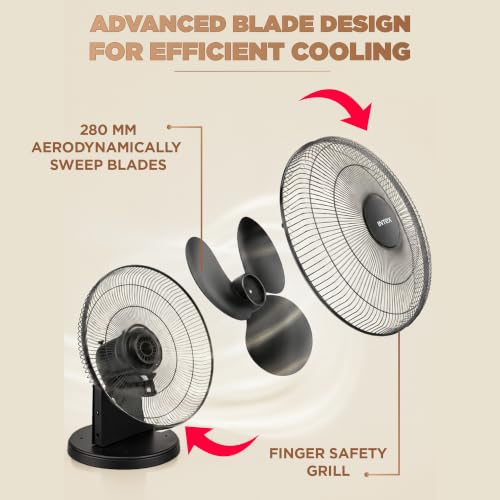 Image of Intex Turbo Jet table fan jet 12 All Purpose Fan 280mm (12 Inch) | 145W High Speed Motor | 2500 RPM | 3 Speed Control | 180 Vertical Adjustment | Rust Proof Guard | Aerodynamic Blades | Black