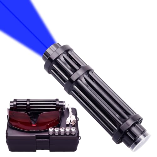 ZRD Rechargeable Blue Light Flashlight, LED Tactical Flashlight, Blue Light, 6 Modes, Rechargeable, Zoomable, for Hiking Camping Fishing
