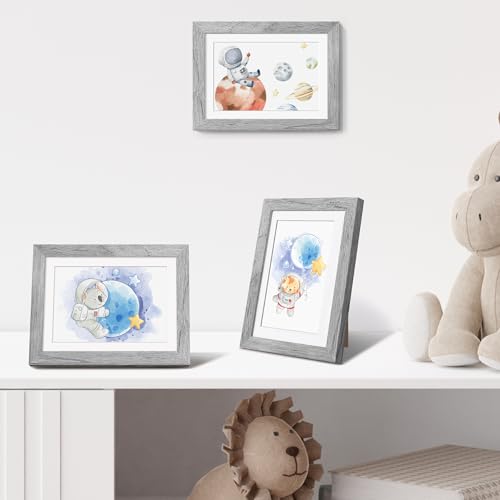 Image of upsimples 5x7 Picture Frame, Display Pictures 4x6 with Mat or 5 x 7 Without, Wall Hanging Photo Frames, Gray, 1 Pack