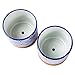 MyGift 3-inch Ceramic Small Indoor Plant Pot with Drainage and Bamboo Saucer, Succulent Planter Pots with White and Blue Japanese Wave Design, Set of 2
