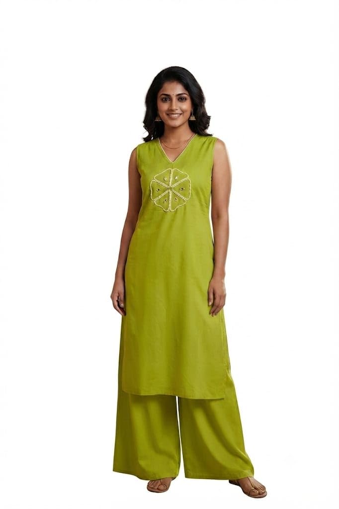 women's pure cotton sleeveless straight kurta with palazzo set-picture-13
