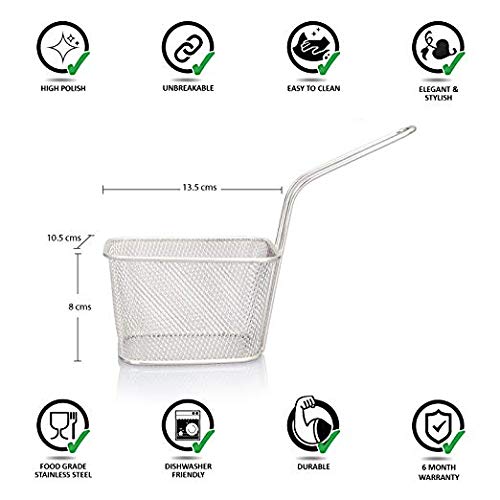 Image of Toxen Square Fry Basket Stainless Steel French Fries Holder Handles Small Serving Basket for Kitchen Restaurant Cafe Barbecue Kitchen Cooking Tools (2)