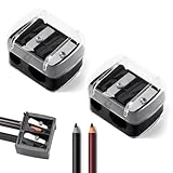 Anspitzer für Kajalstifte Kajal Spitzer Dicke Stifte Bleistiftspitzer Anspitzer Kajalstift Eyeliner Anspitzer Dicke und DüNne Stifte Augenbrauenstift Pencil Sharpener Anspitzer Mit BehäLter (2 Stück)