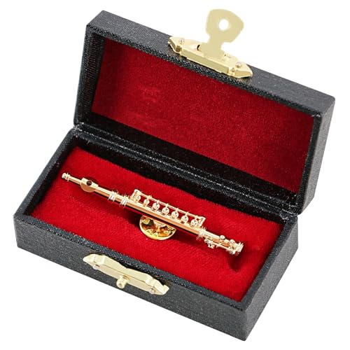 Image of EASTROCK Flute Brooch Pin, 2.2In Gold Plating Flute Pin, Mini Flute Brooch with Case for Music Festival Music Lover Home Decoration, Flute Gift