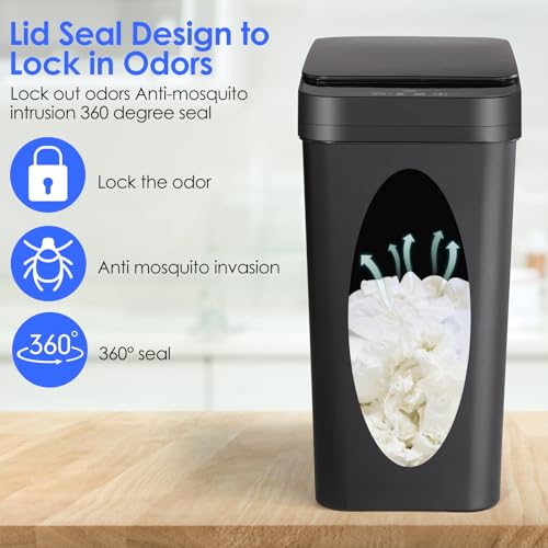 ARTECORS Bathroom Touchless Trash Can, 10L Smart Automatic Motion Sensor Rubbish Can with Lid, Electric Narrow Small Garbage Bin for Kitchen Office Living Room Toilet Bedroom RV