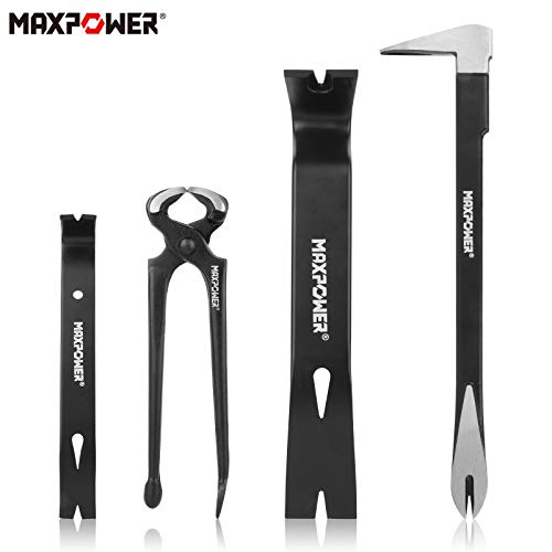 MAXPOWER Pry Bar/Nail Puller Set 4-Piece, 300mm Crowbar Claw Nail Puller, 260mm Wonder Pry Bar Wrecking Bar, 190mm Mini Utility Bar and 250mm Carpenters Pincer 6 MAXPOWER Pry Bar/Nail Puller Set 4-Piece, 300mm Crowbar Claw Nail Puller, 260mm Wonder Pry Bar Wrecking Bar, 190mm Mini Utility Bar and 250mm Carpenters Pincer - Image 6
