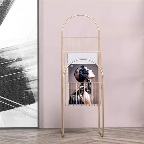 Revistero de piso de hierro forjado con estantes verticales de diseño minimalista duradero 6