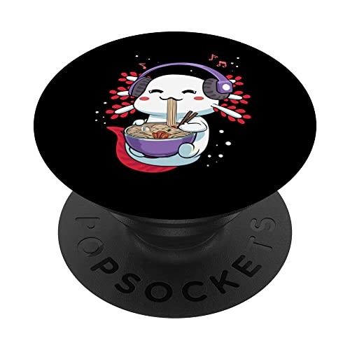 Kawaii Axolotl Eating Ramen Noodles Anime Japanese Japan PopSockets PopGrip Intercambiable