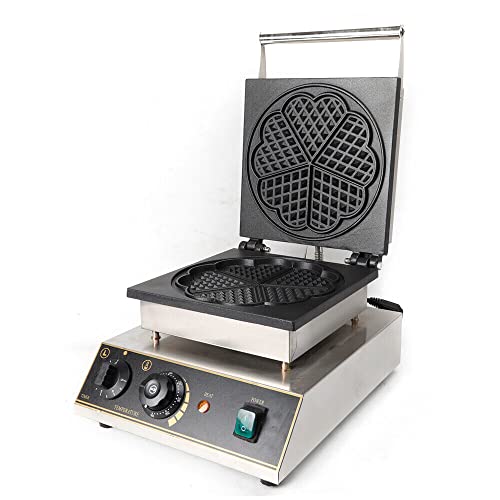 Piastra per cialde classiche a forma di cuore, 220 V, con rivestimento antiaderente per waffle a forma di cuore, waffle, in acciaio inox, con 5 cuori, 1750 Watt