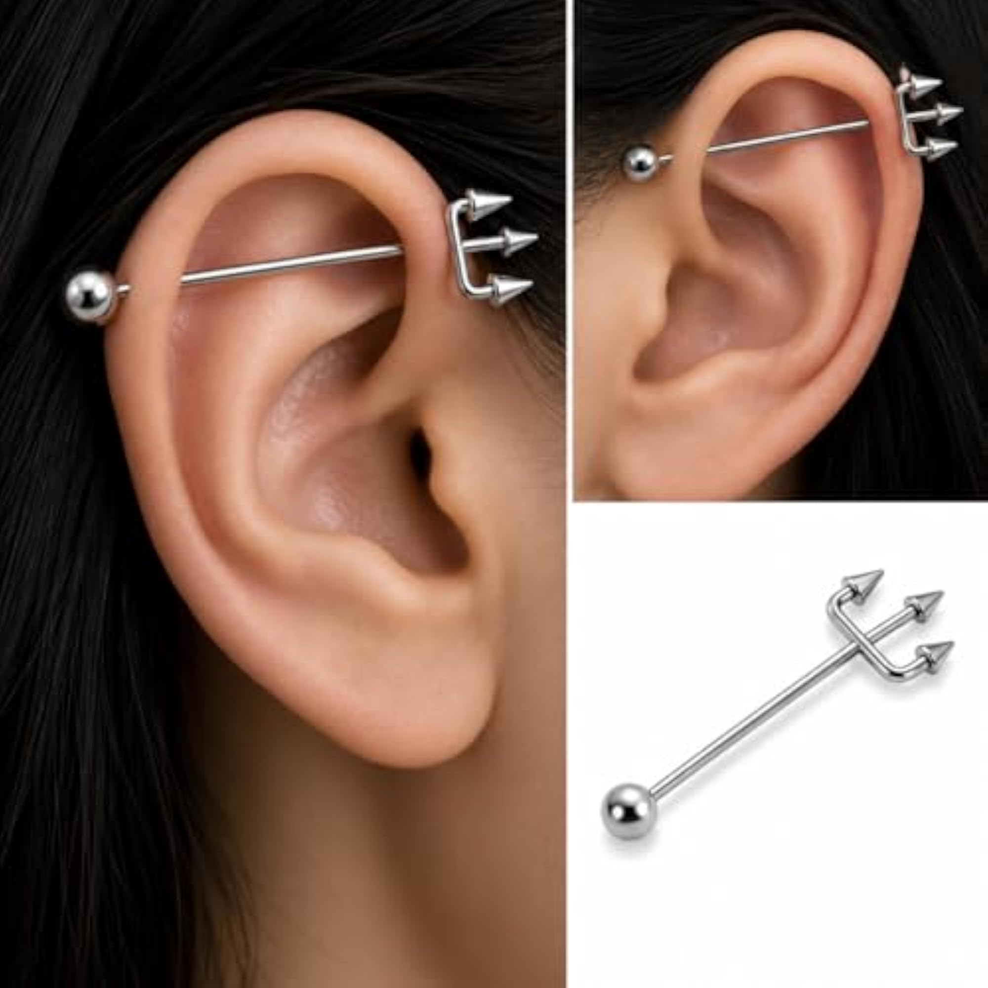 Trident Industrial Barbell, 316L Surgical Steel