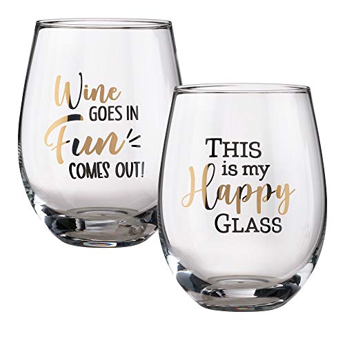 Lillian Rose G142 HF - Juego de copas de vino con frases divertidas, transparente