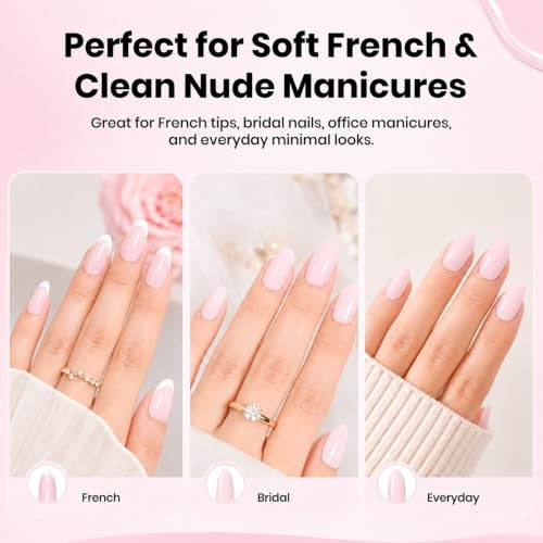 Image of Beetles Barely Pink Gel Polish, 15ML Soak-Off UV Light Pink Gel Nail Polish, Requires UV /LED Nail Lamp, DIY Salon-Style Manicure for Daily, French Tips, Wedding & Date Nails