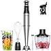 GDOR 1100W Pürierstab, 5 In 1 Stabmixer Edelstahl, Stufenlos Geschwindigkeitseinstellung Hand Blender Mit 2 Schneebesen, 800ml Messbecher, 600ml Häcksler