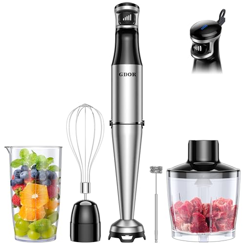 GDOR 1100W Pürierstab, 5 In 1 Stabmixer Edelstahl, Stufenlos Geschwindigkeitseinstellung Hand...