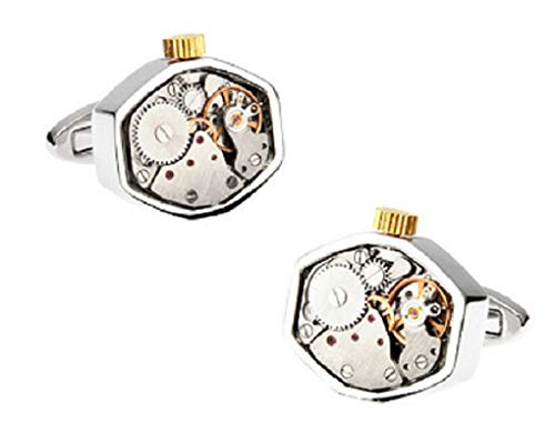 MRCUFF Watch Movement Steampunk Pair Cufflinks in a Presentation Gift Box & Polishing Cloth