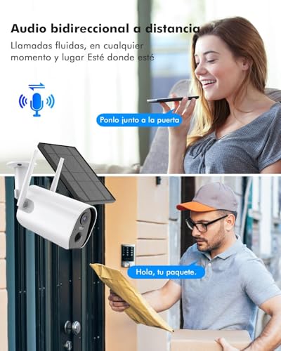 Caméra Surveillance Extérieur 2K Solaire - Caméra WiFi Sans Fil avec Panneau Solaire Intégré, 360° PTZ, Vision Nocturne Couleur, Détection IA, Audio Bidirectionnel, Alarme, IP65, Compatible Alexa – Image 5