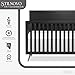 Evolur Stillnovo Mid Century 4-in-1 Convertible Crib in Onyx Black, Greenguard Gold & JPMA Certified, Converts from Baby Crib to Toddler Bed, Daybed, Kids Sofa and Full-Size Bed