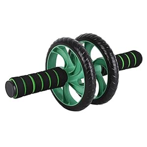 Buikwiel twee wielen buikwiel buikapparaat buiktraining afvallen fitnessapparatuur (groen)