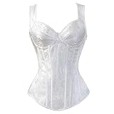 Korsett Damen Sexy White Corset Top Corsage Mit Träger Reißverschluss Vintage Weiß XS