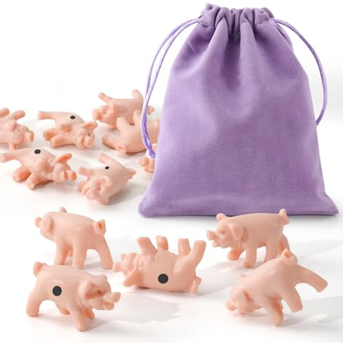 12 Pcs Mini Pig Dice Set with Markings and Storage Bag for Family Fun Games