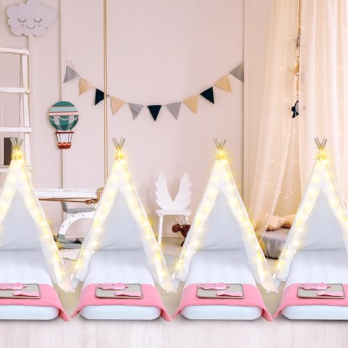 Windyun WINDYUN-TENTS -SDXSW201452 8 Pcs Kids Teepee Tent Bulk With Light String Inflatable Airbed Bedding Fitted Sheet, Washable Tent Natural Cotton Toddler Play Tent For Boys Girls Indoor Outdoor Slumber Party  thumb #5