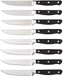 Amazon Basics Premium 8-Piece Kitchen Steak Knife Set, Black