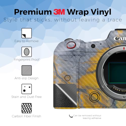 Image of Carbon Fiber Camera Skin Compatible with Canon EOS R5C (2022) - Yellow Spill - Premium 3M Vinyl Protective Wrap Decal Cover - Easy to Apply | Crafted in the USA by MightySkins