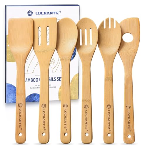 Wooden Cooking Spoons & Spatula Utensils Set (6 Pieces)