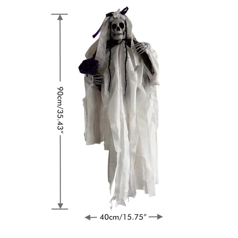 Decoraciones de Halloween, Fantasmas Colgantes Decoraciones de Halloween al Aire Libre, 35 * 16 Pulgadas Colgantes Esqueleto Fantasma Segadores para Halloween Accesorios de Casa Embrujada Suministros